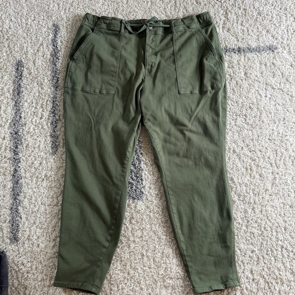 Judy Blue Pants Womens Plus Size 24W Green Garment Dye Drawstring Straight Leg